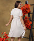 Short Sleeve Deep Neck Gathered Dress